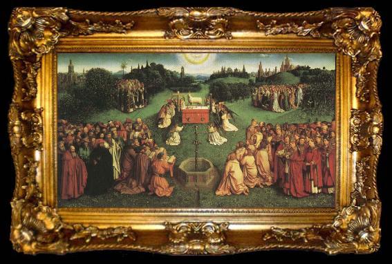 framed  Jan Van Eyck Adoration fo the Mystic Lamb,from the Ghent Altarpiece, ta009-2